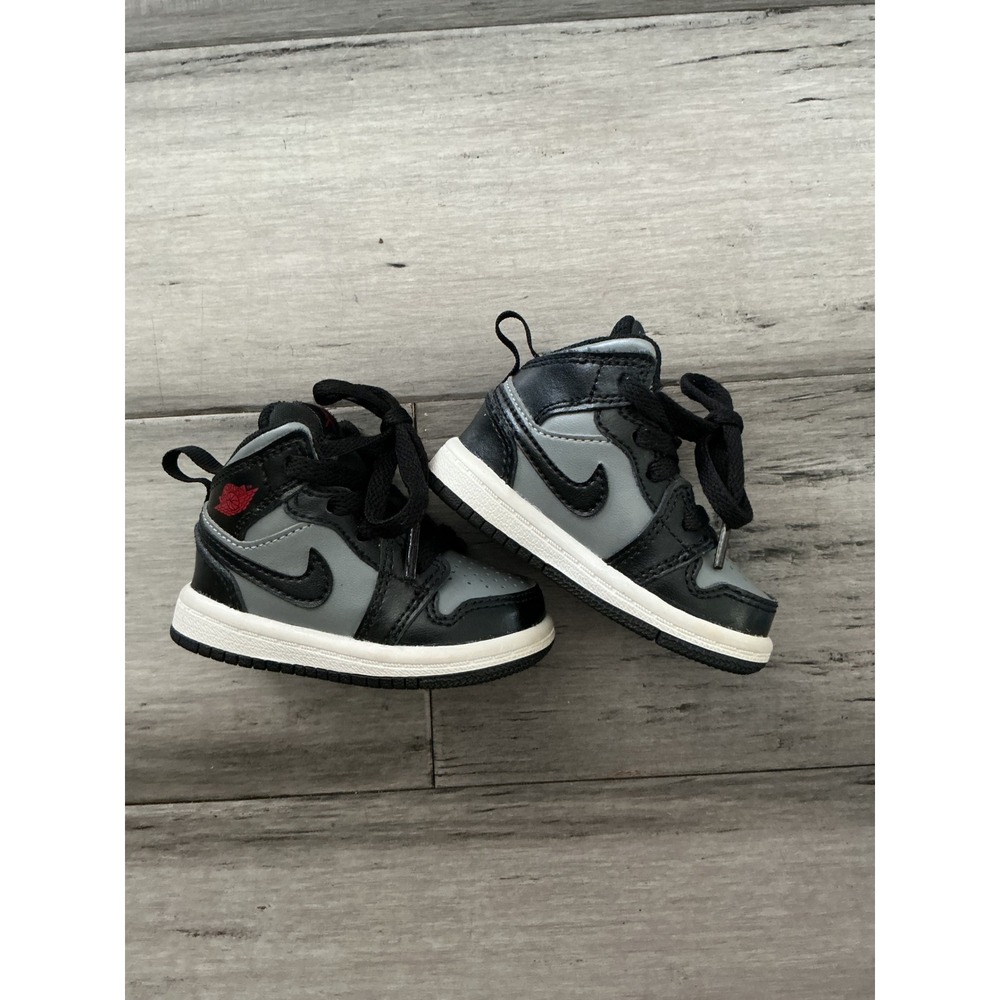 Jordan 1 Mid Shadow 2.0 Black Grey Toddler Sneakers 647735-096 Size 3C - Picture 1 of 5